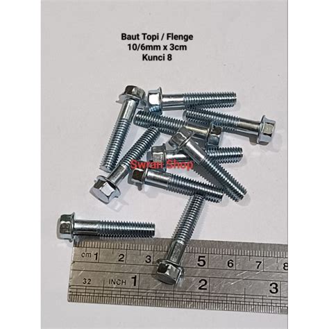 Jual Baut Topi Mm X Cm Kunci Flange Bolt Shopee Indonesia