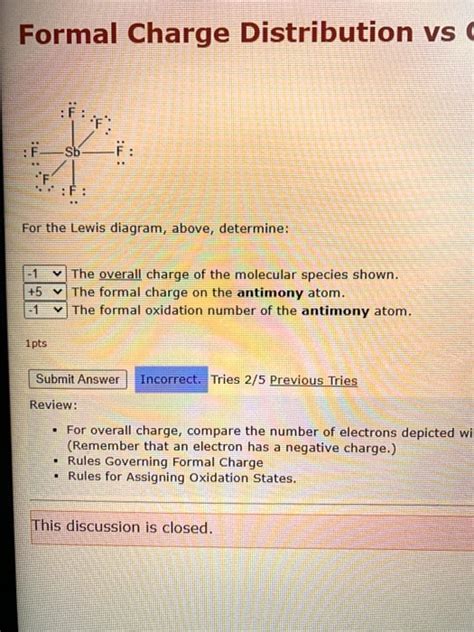 SOLVED Formal Charge Distribution Vs Lewis Diagram For The Lewis