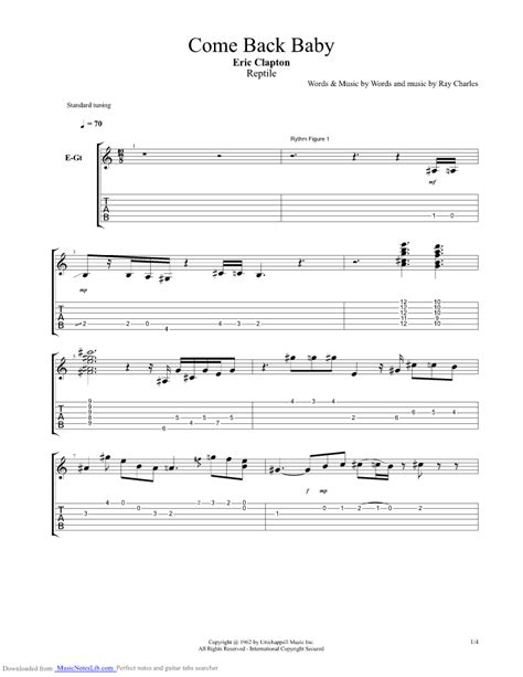 Come Back Baby Guitar Pro Tab By Eric Clapton Musicnoteslib