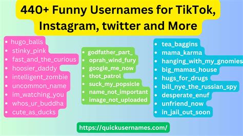 440 Funny Usernames For Tiktok Instagram Twitter And More 2025