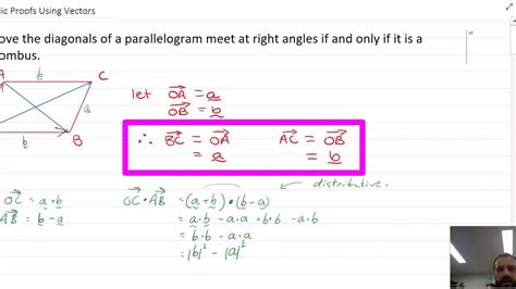 Geometric Proofs Using Vectors Part 1 Youtube