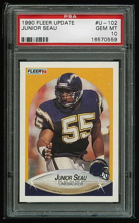 1990 Fleer Update JUNIOR SEAU U 102 Rookie Football Card Graded PSA