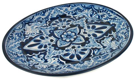 Large Oval Serving Platter Blue White Talavera Dinnerware