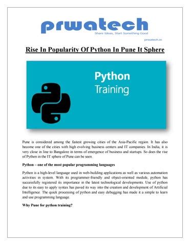 Rise In Popularity Of Python In Pune It Sphere By Prwatech Issuu