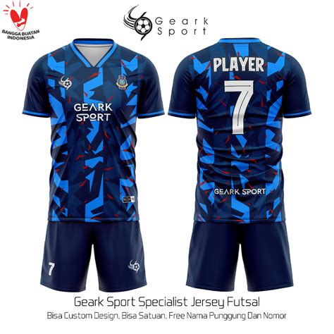 Jual Jersey Baju Futsal Sepak Bola Terbaru Motif Navy Tetragon Full