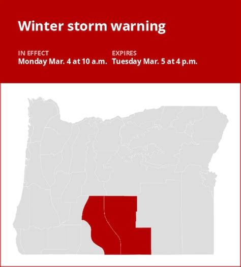 Winter Storm Warning For Northern And Eastern Klamath County And