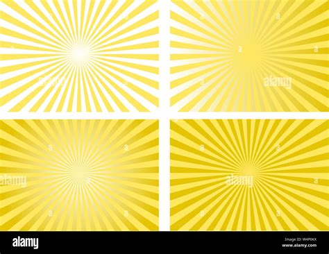 Set Yellow Abstract Retro Sunburst Backgrounds Vector Stock Vector