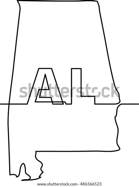 Continuous Line Drawing Alabama State 스톡 벡터로열티 프리 486366523