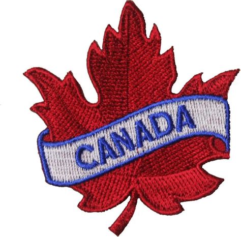 Canada Red Maple Leaf Embroidered Iron On Patch Crest Badge Size