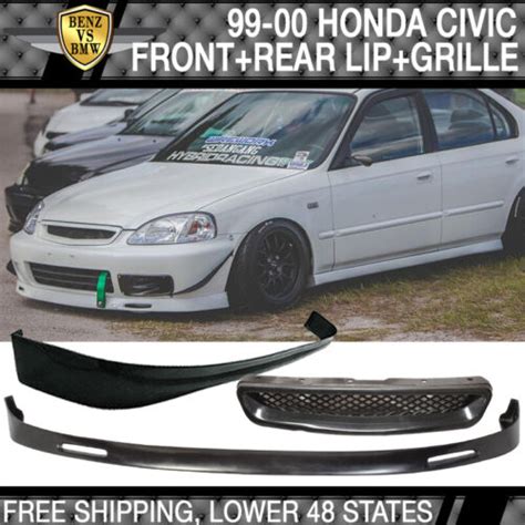 Fits Honda Civic Ek 99 00 3dr Bys Front Rear Bumper Lip T R Front Hood Grill Ebay