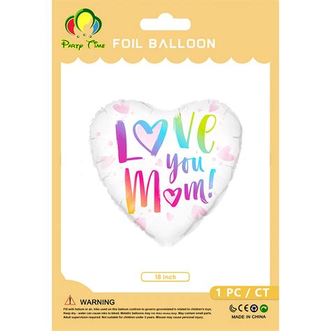 1 Piece 18inch Heart Love You Mom Foil Balloon White And Gradient