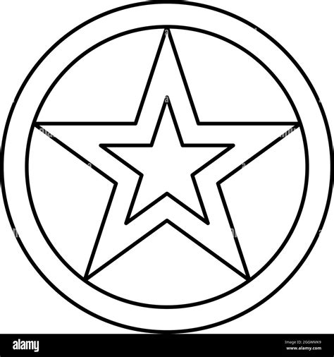 Stern Im Kreis Konturumriss Symbol Schwarze Farbe Vektor Illustration