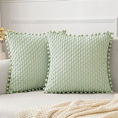 Amazon Miulee Set Of Light Green Decorative Throw Pillow Covers