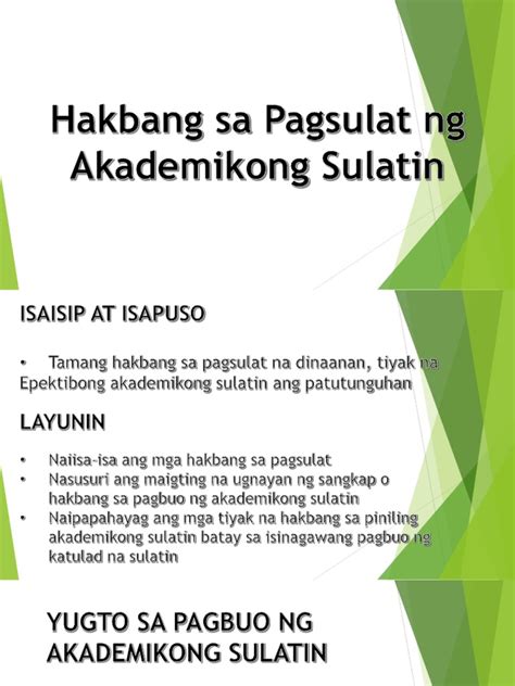 Hakbang Sa Pagsulat NG Akademikong Sulatin | PDF