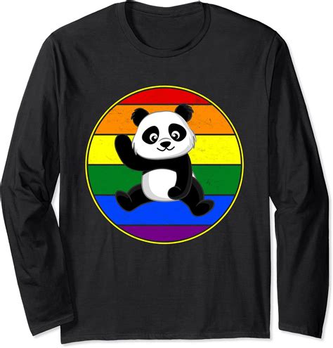 Retro Gay Panda Waving LGBTQ Pride Stuff For Teens Rainbow Long Sleeve T Shirt Amazon Co Uk