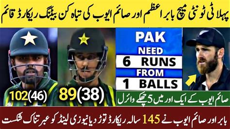 Babar Azam And Saim Ayub Brillant Batting Vs New Zealand St T Match