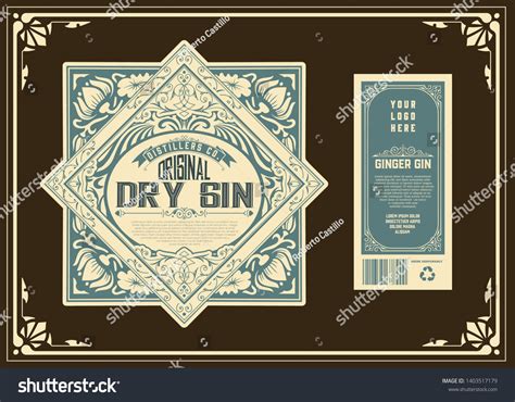 Vintage Gin Label Template Vector Layered Royalty Free Stock Vector