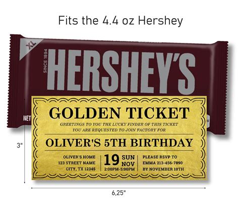 Golden Ticket Invitation Printable Template Willy Wonka Birthday