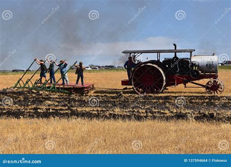 Gang Plow Pulled By A Twincity Oil Tractor Editorial Stock Image