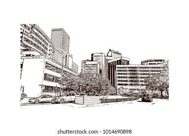 Denver City Colorado Hand Drawn Sketch Stock Vector Royalty Free