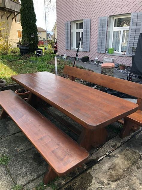 Massiver Holztisch Gartentisch Mit B Nken Kaufen Auf Ricardo