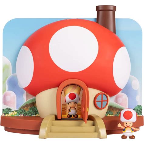 Super Mario Deluxe Mushroom House Playset W Toad Action Figure