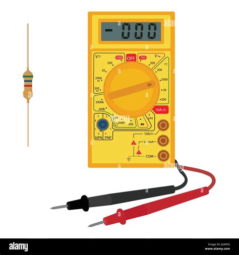 Vector Illustration Digital Electric Multimeter And Resistor