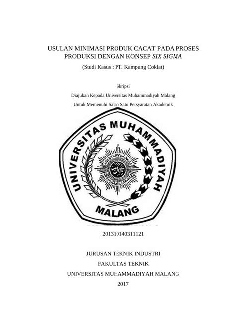 PDF USULAN MINIMASI PRODUK CACAT PADA PROSES PRODUKSI Eprints Umm Ac