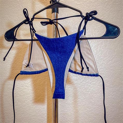 The Washed Denim Bikini Set Custom Art Design Depop