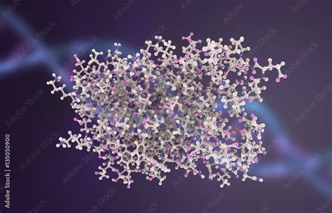 Molecular model of interferon-alpha, 3D illustration. IFN-alpha is a ...