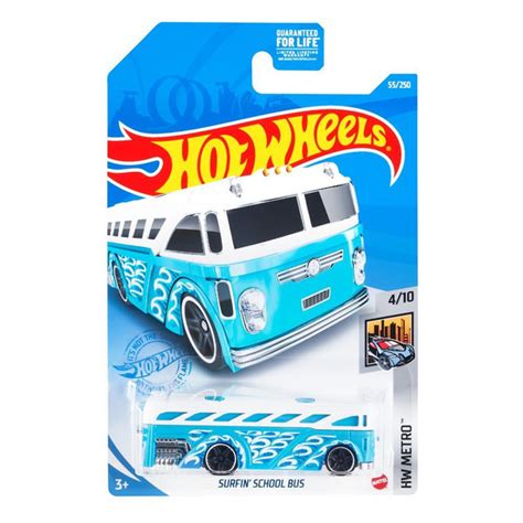 GTC61 Машинка металлическая игрушка Hot Wheels коллекционная модель SURFIN SCHOOL BUS голубой