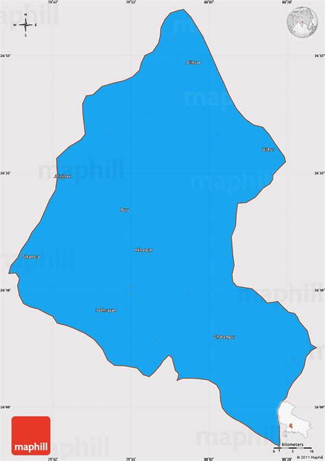 Political Simple Map of Kanpur Dehat, cropped outside