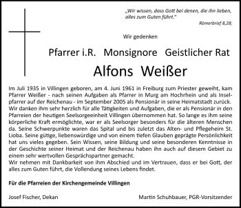 Traueranzeigen Von Alfons Wei Er Schwarzw Lder Bote Trauer