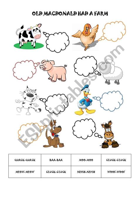 Old Macdonald Had A Farm Esl Worksheet By Maud