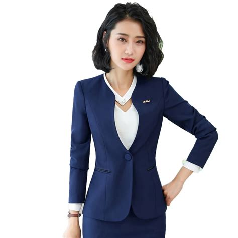 Formal Uniform Designs Blazers Set For Women Business Work Wear Suits With Dress And Jackets