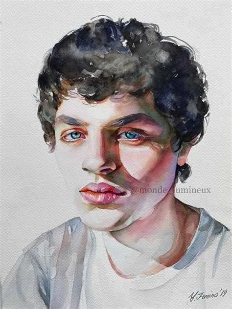 Watercolor Portrait Male Portrait Man Art Guy Ilustration Etsy