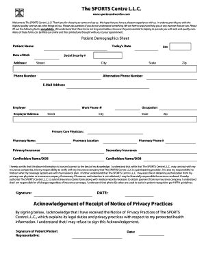 Fillable Online Patient Demographics Sheet Fax Email Print PdfFiller