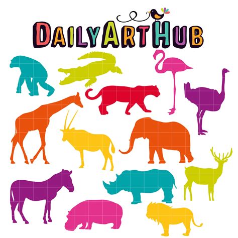 Colorful Animal Silhouettes Clip Art Set – Daily Art Hub // Graphics ...