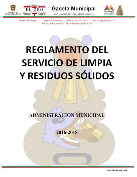 Pdf Reglamento Del Servicio De Limpia Y Residuos Materia Del