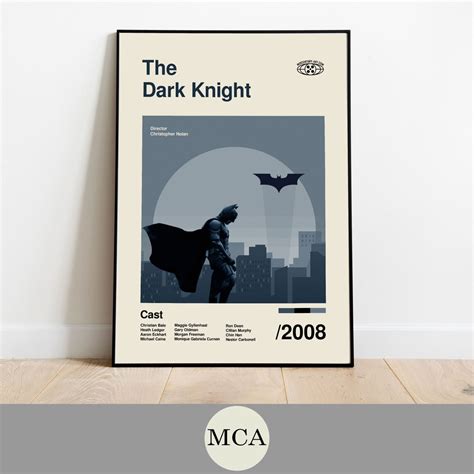 The Dark Knight Batman Mid Century Art Poster High Quality Print