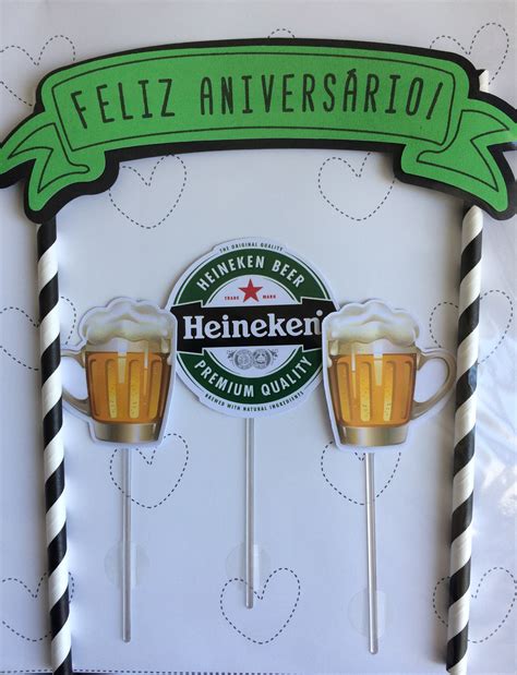 Topo De Bolo Digital Cerveja Heineken Para Imprimir No Elo7 Meu