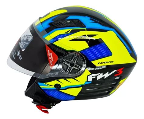 Capacete Aberto Fw3 X Open Up Fox Amarelo Azul C Oculos Frete grátis