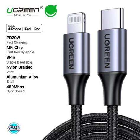 Jual Ugreen Kabel Charger Mfi Type C To Lightning Meter Shopee