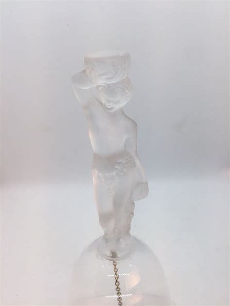 Vintage Bayel France Frosted Bacchus Male Nude Crystal Glass Bell EUC