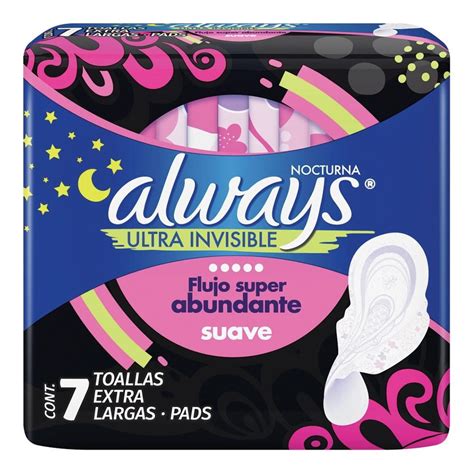 Toallas Femeninas Always Nocturna Suave Ultra Invisible Flujo Super