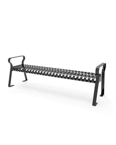 Downtown Strap Metal Bench Backless Parktastic Park Warehouse