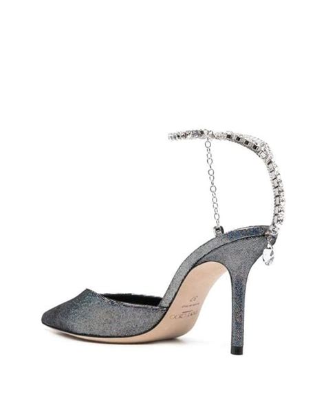 Jimmy Choo Saeda 85mm Crystal Embellished Pumps In Metallic Lyst