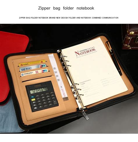 Office Executive Ring Binder Zipper A5 Pu Leather Composition Organizer