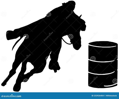 Silhouette of Woman and Horse Barrel Racing Stock Vector - Illustration ...