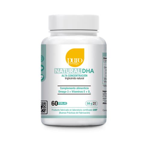 Natural DHA alta concentración 60 perlas Omega 3 DHA y EPA